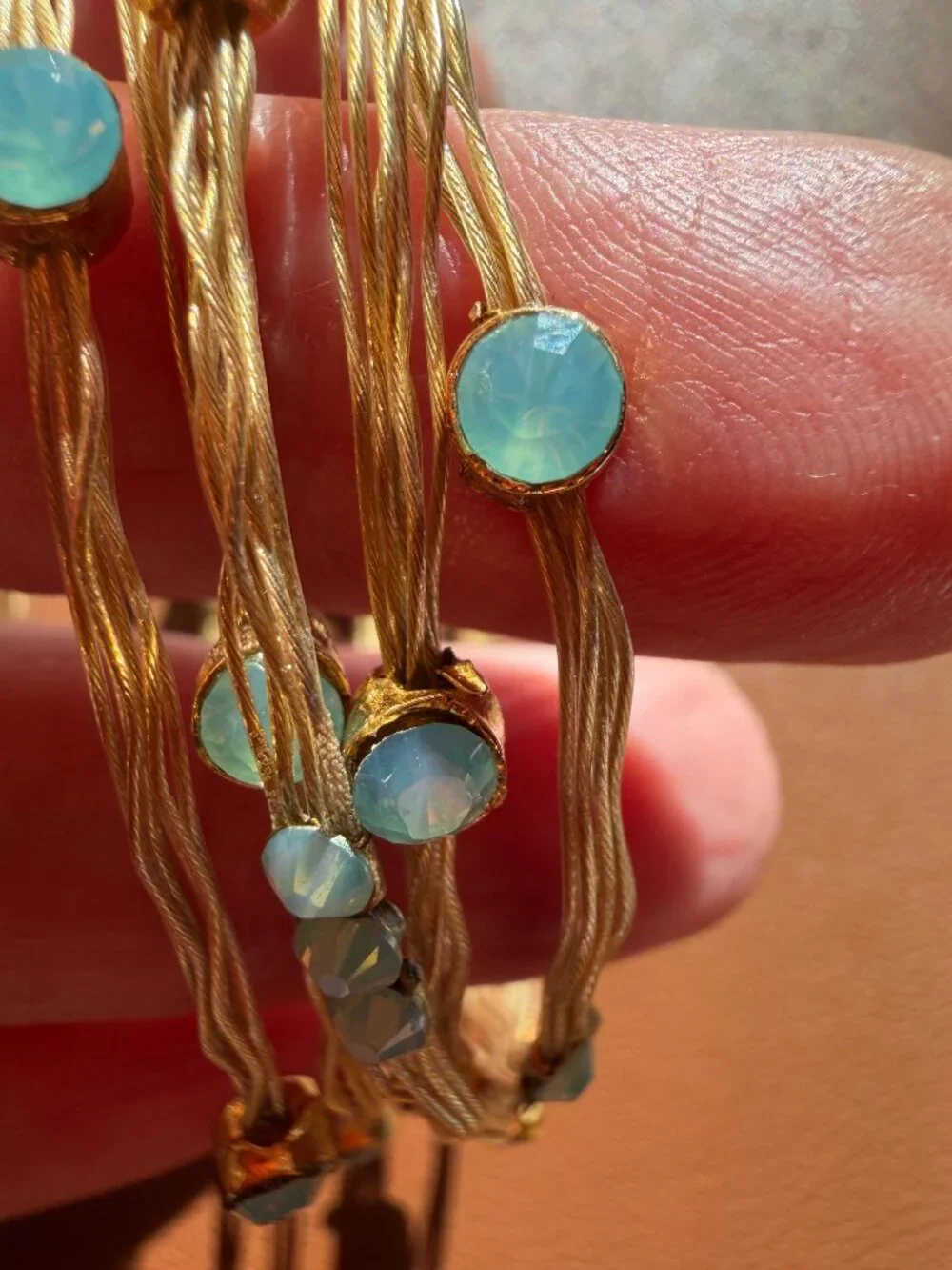Gold and turquoise opals bracelets by Seasonal Whispers